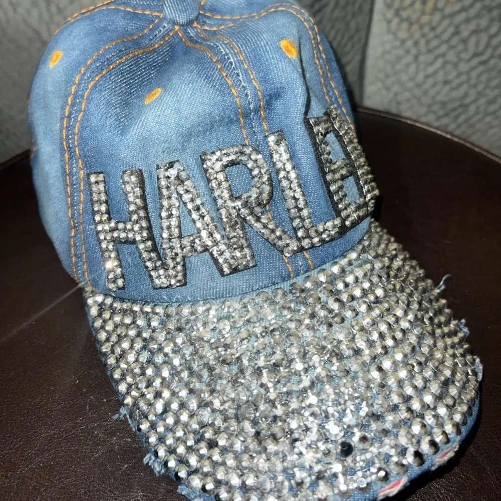 Harlem diamond distressed adjustable denim hat - Picture 14 of 15